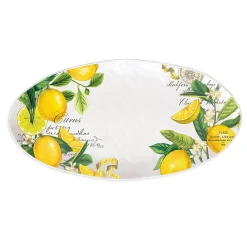 Michel Design Works Lemon Basil Melamine Oval Platter- Trays|Serving Plates