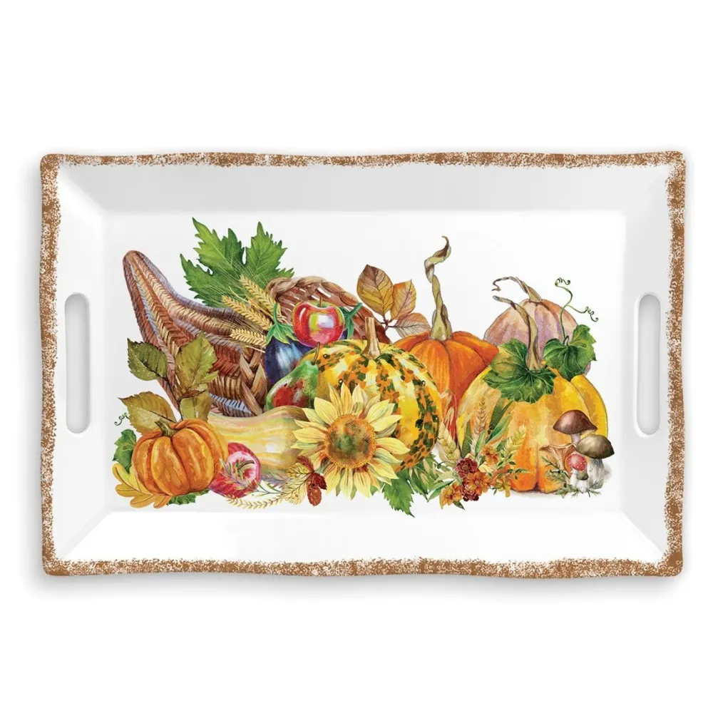 Michel Design Works Pumpkin Prize Melamine Large Tray- Trays|Tea Trays