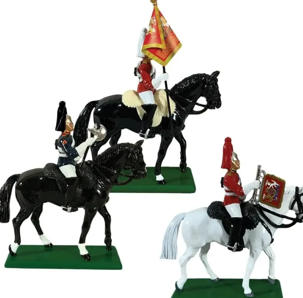 3 Mounted Life Guard Command Figurines- W. Britain Miniatures