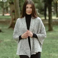 Newgrange Fern Wrap (Grey)- Scarves & Wraps