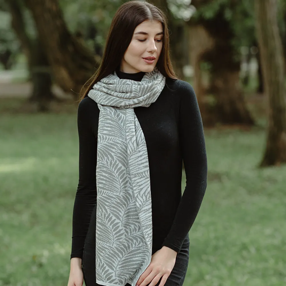 Newgrange Fern Wrap (Grey)- Scarves & Wraps