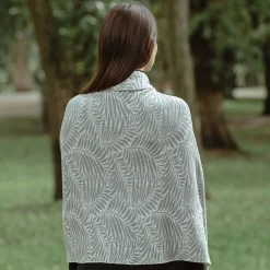 Newgrange Fern Wrap (Grey)- Scarves & Wraps