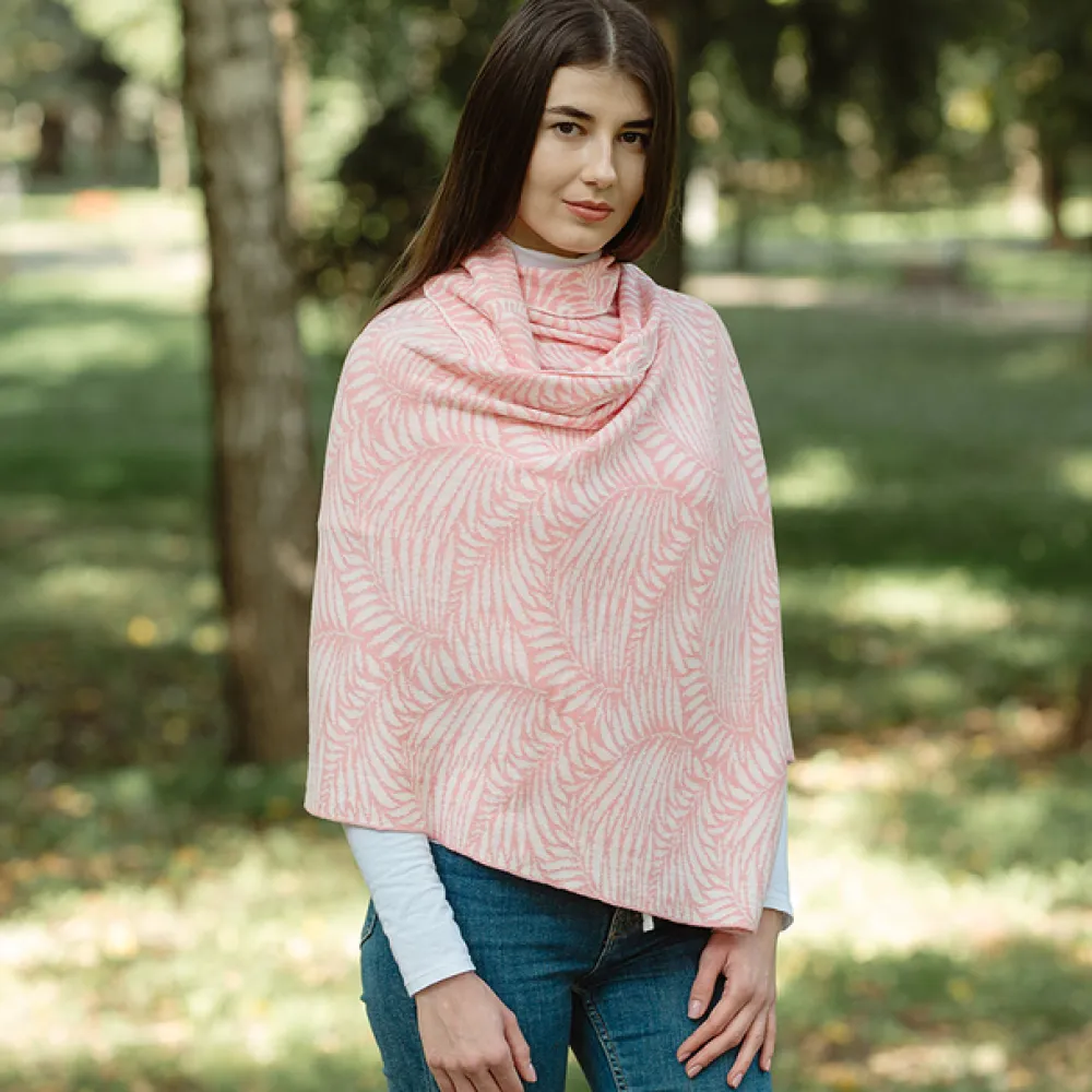 Newgrange Fern Wrap (Pastel Red)- Scarves & Wraps