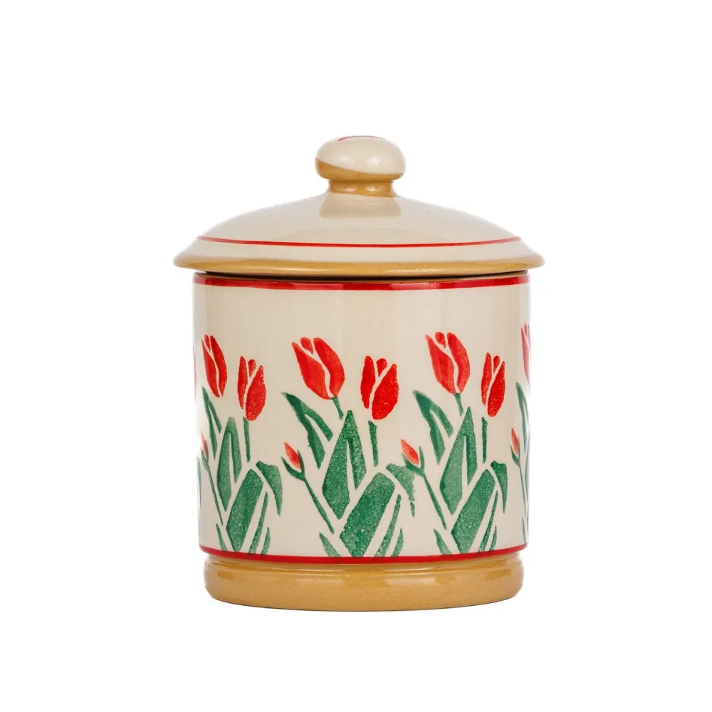 Nicholas Mosse Red Blooms Lidded Sugar Bowl- Creamers & Sugar Bowls