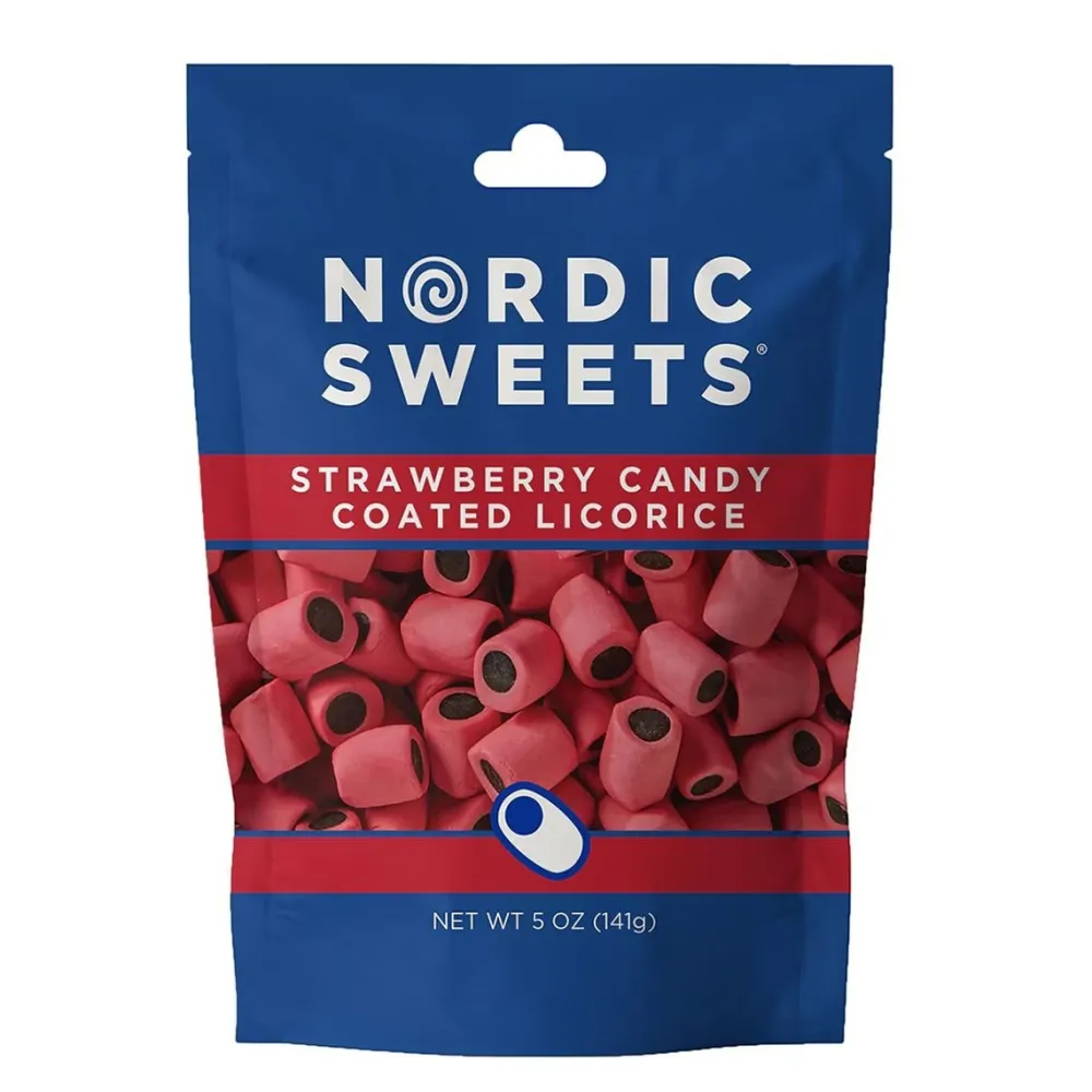Nordic Sweets Strawberry Candy Coated Licorice- Sweets
