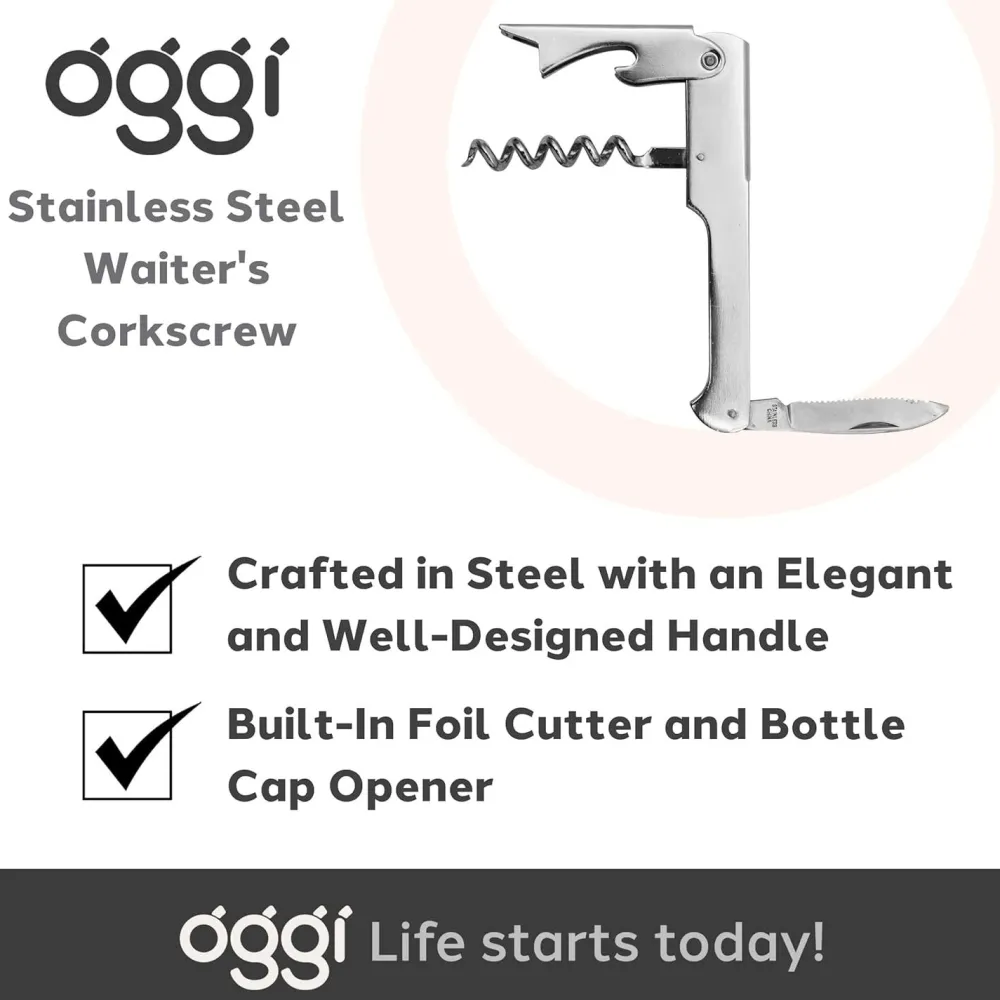 Oggi Waiter's Corkscrew- Bar Accessories & Decanters