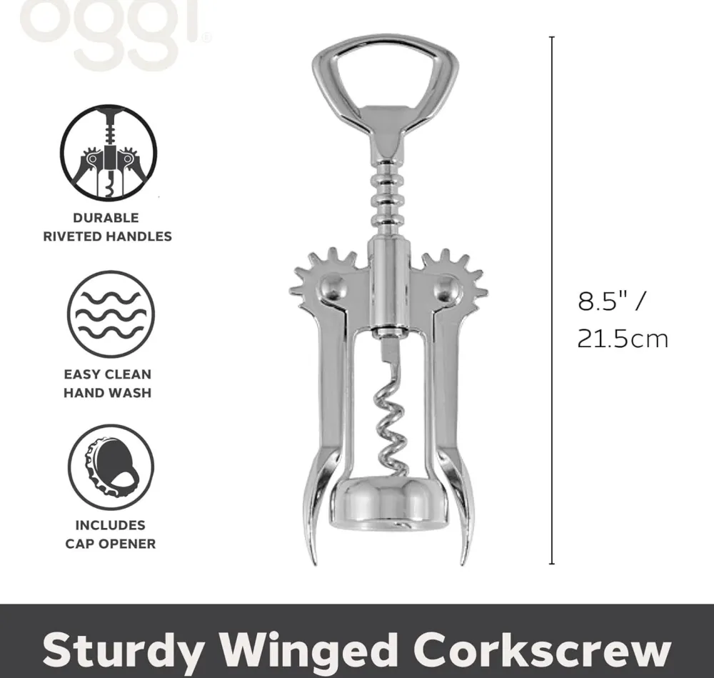 Oggi Winged Corkscrew- Bar Accessories & Decanters