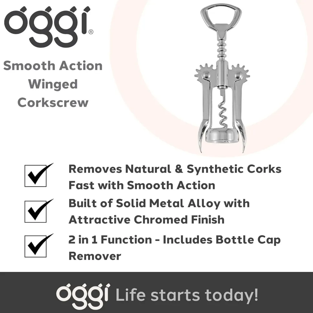 Oggi Winged Corkscrew- Bar Accessories & Decanters