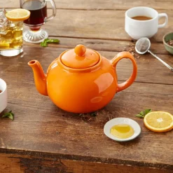 Orange Stoneware Teapot- Teapots