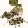 Owl and Golden Moon Birthday Card- Greeting Cards