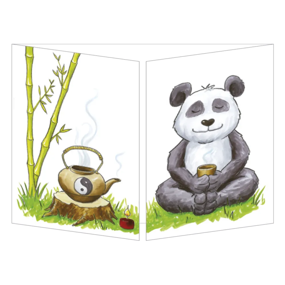 Panda Yogi in Tree Pose Card- Greeting Cards
