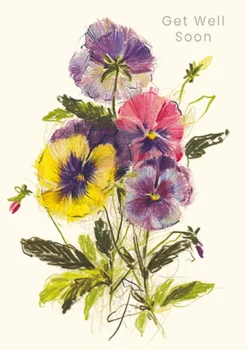 Pansies Get Well Soon Card- Greeting Cards