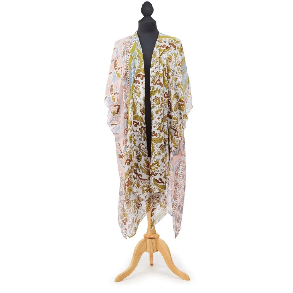 Patchwork Pastel Long Kimono- Robes, Nightgowns & Dresses
