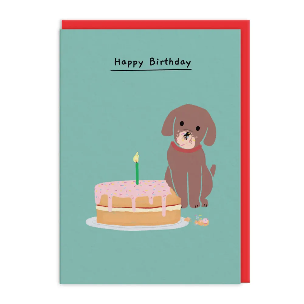 Pat the Pooch Cake Happy Birthday Card- Greeting Cards