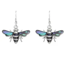 Paua Shell Bee Drop Earrings- Earrings