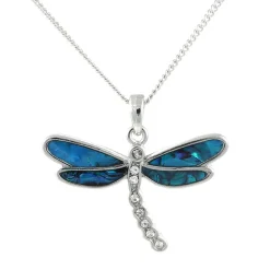 Paua Shell Dragonfly Pendant Necklace- Necklaces & Pendants