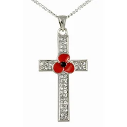 Peace Poppy Cross Pendant Necklace- Necklaces & Pendants