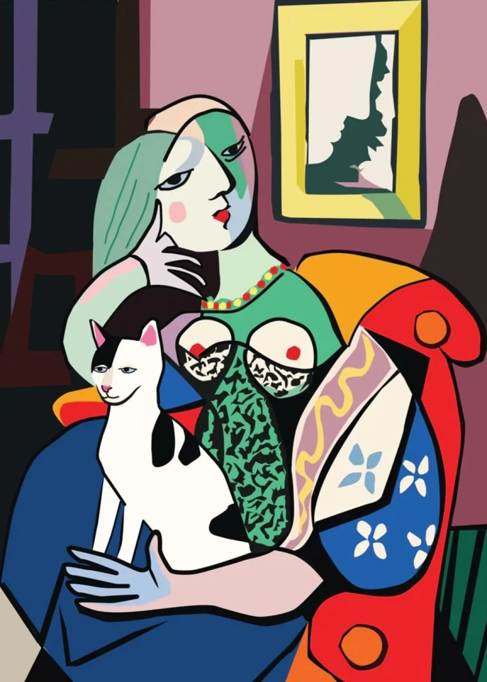 Picasso Cat Birthday Card- Greeting Cards