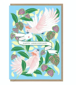 Pink Birds Anniversary Card- Greeting Cards
