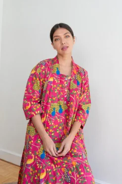 Pink Fearless Peacock Nighty Nite- Robes, Nightgowns & Dresses