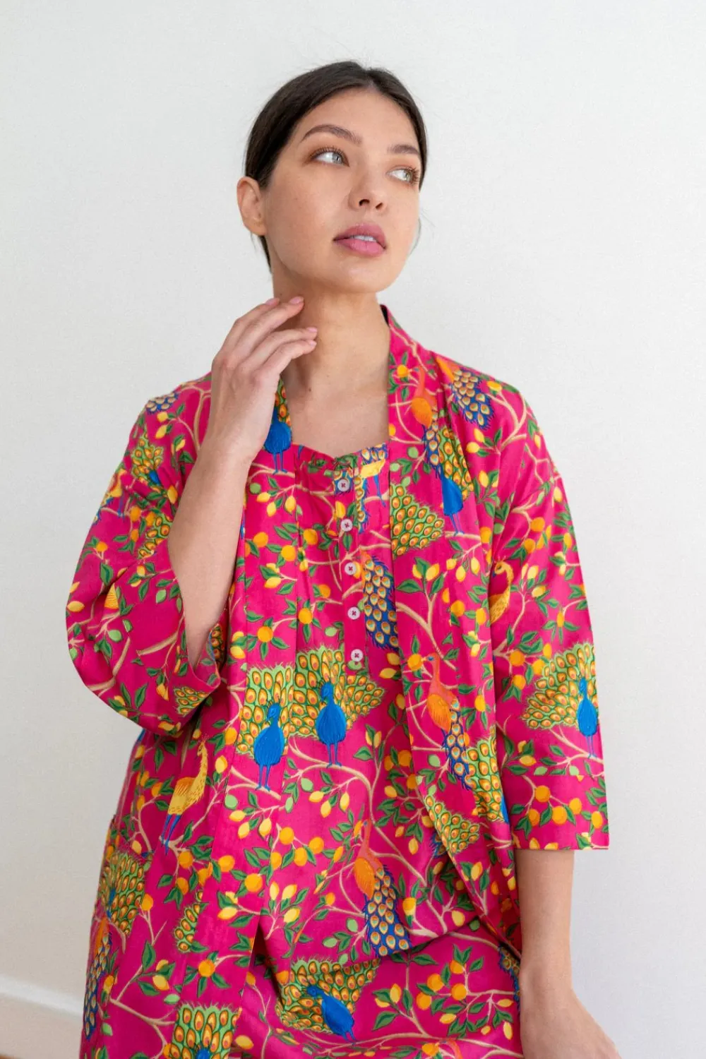 Pink Fearless Peacock Nighty Nite- Robes, Nightgowns & Dresses