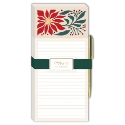 Poinsettia Magnetic List Notepad & Pen- Journals & Other Stationery