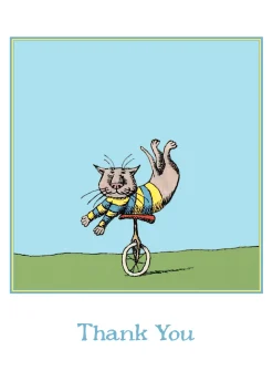 Pomegranate Edward Gorey Unicycle Cat Boxed Thank You Notes- Boxed Cards
