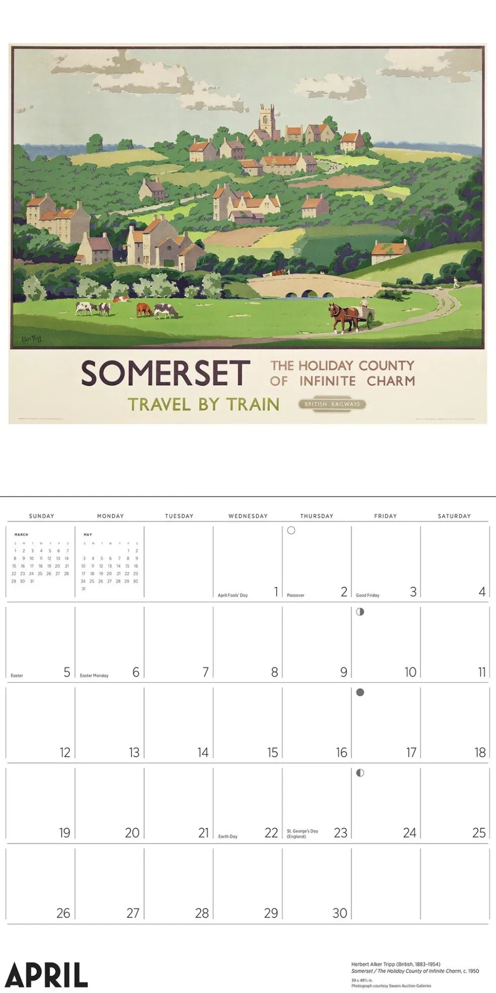 Pomegranate England by Rail: Vintage Travel Posters 2026 Wall Calendar- Calendars