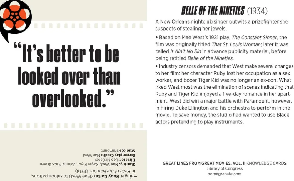 Pomegranate Great Lines from Great Movies Volume II Knowledge Cards- Games & Puzzles