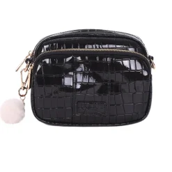 Pom Pom London Black Patent Croc Original Bag- Pom Pom London