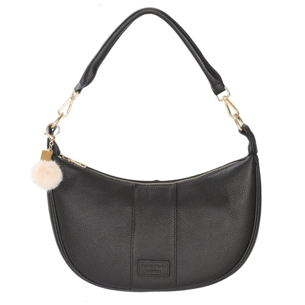 Pom Pom London Black Sutton Sling Bag- Pom Pom London