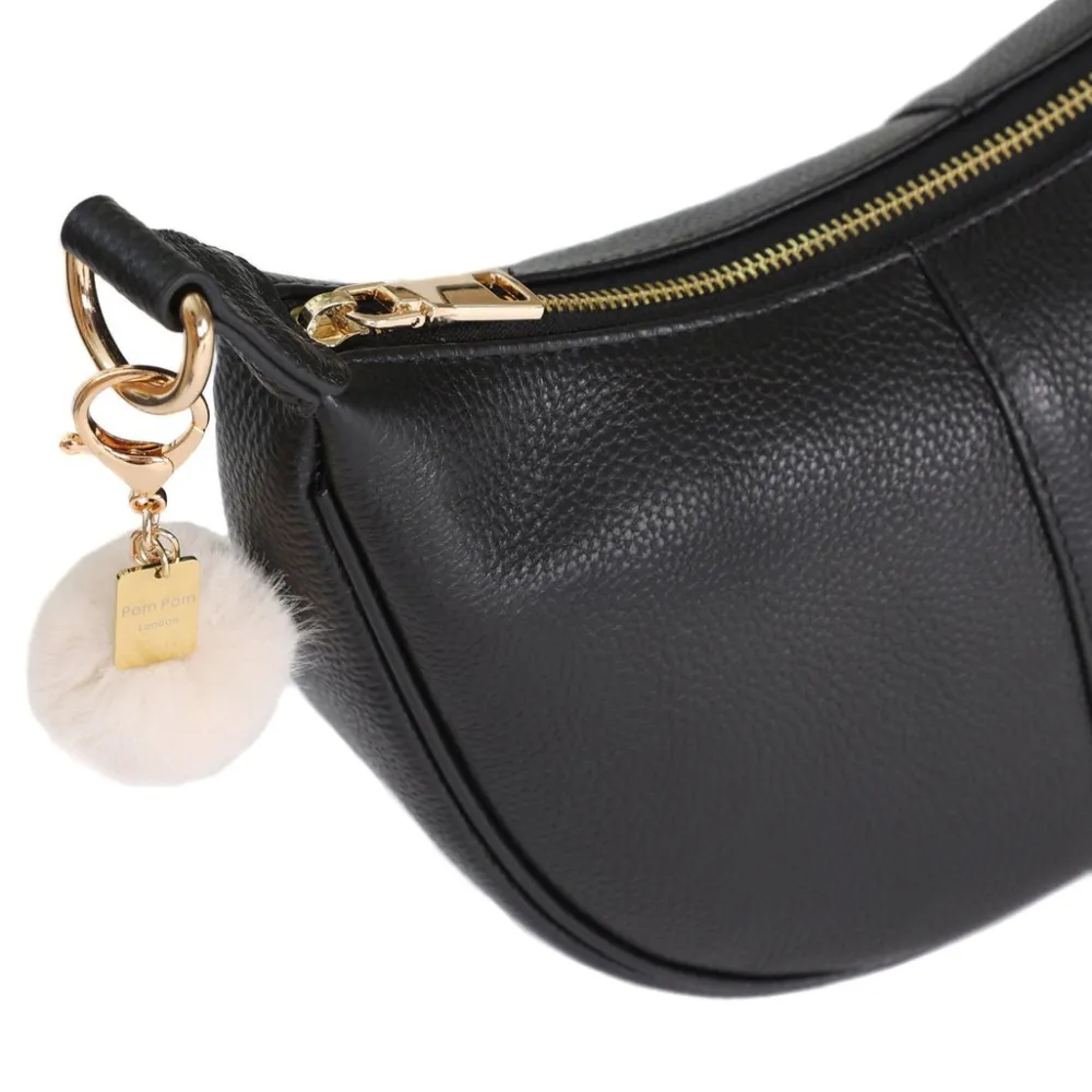 Pom Pom London Black Sutton Sling Bag- Pom Pom London