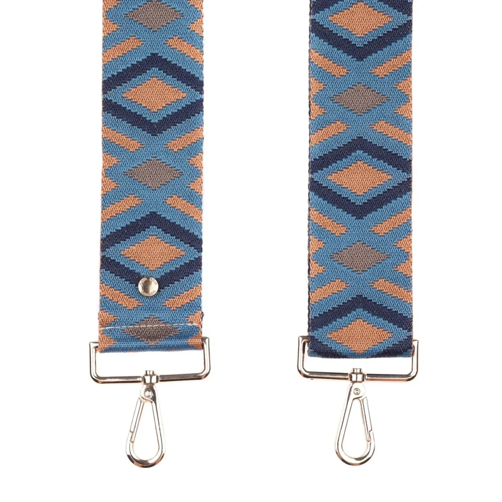 Pom Pom London Blue & Tan Diamond Strap- Pom Pom London