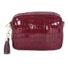 Pom Pom London Claret Patent Croc City Bag- Pom Pom London