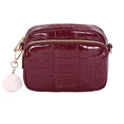 Pom Pom London Claret Patent Croc Original Bag- Pom Pom London