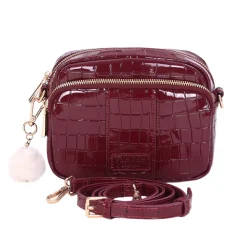 Pom Pom London Claret Patent Croc Original Bag- Pom Pom London
