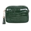 Pom Pom London Clover Green Patent Croc City Bag- Pom Pom London