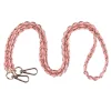 Pom Pom London Light Coral Pink Weave Gold Chain Strap- Pom Pom London