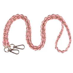 Pom Pom London Light Coral Pink Weave Gold Chain Strap- Pom Pom London