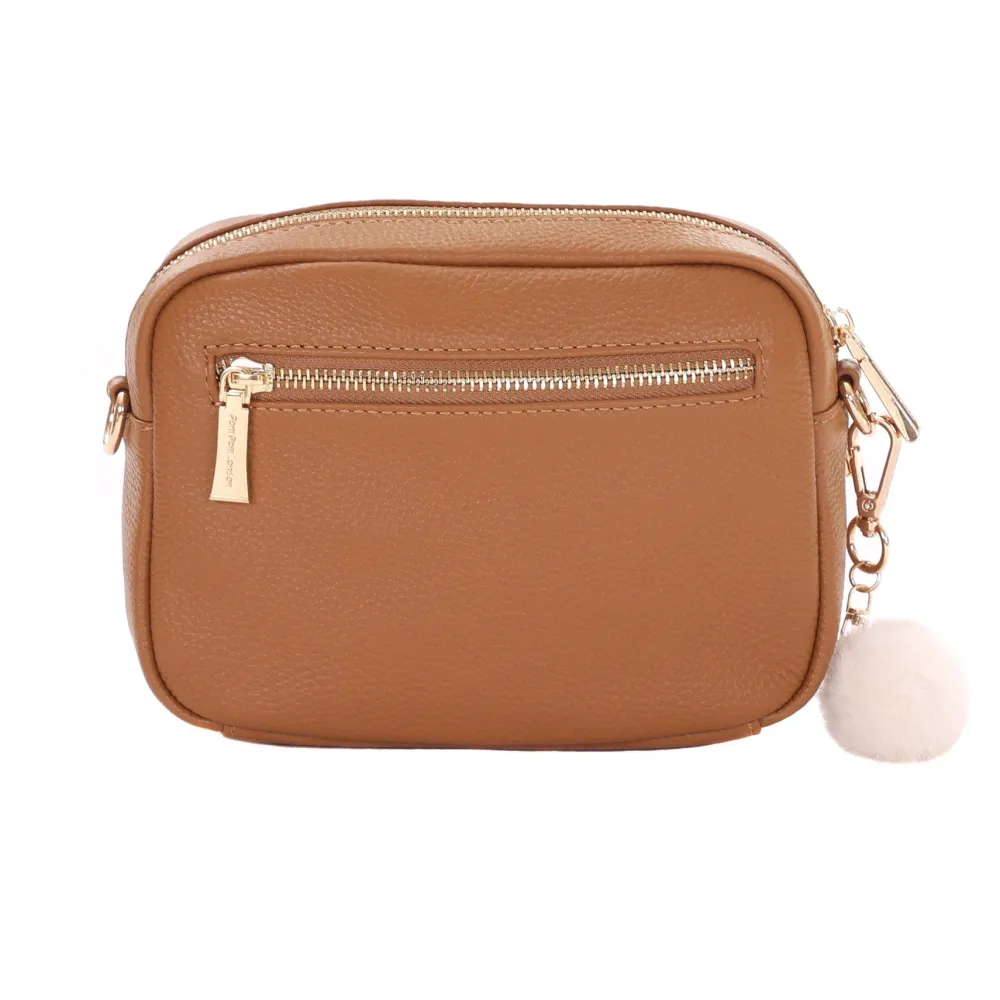 Pom Pom London Maple Leather & Faux Fleece Original Bag- Pom Pom London