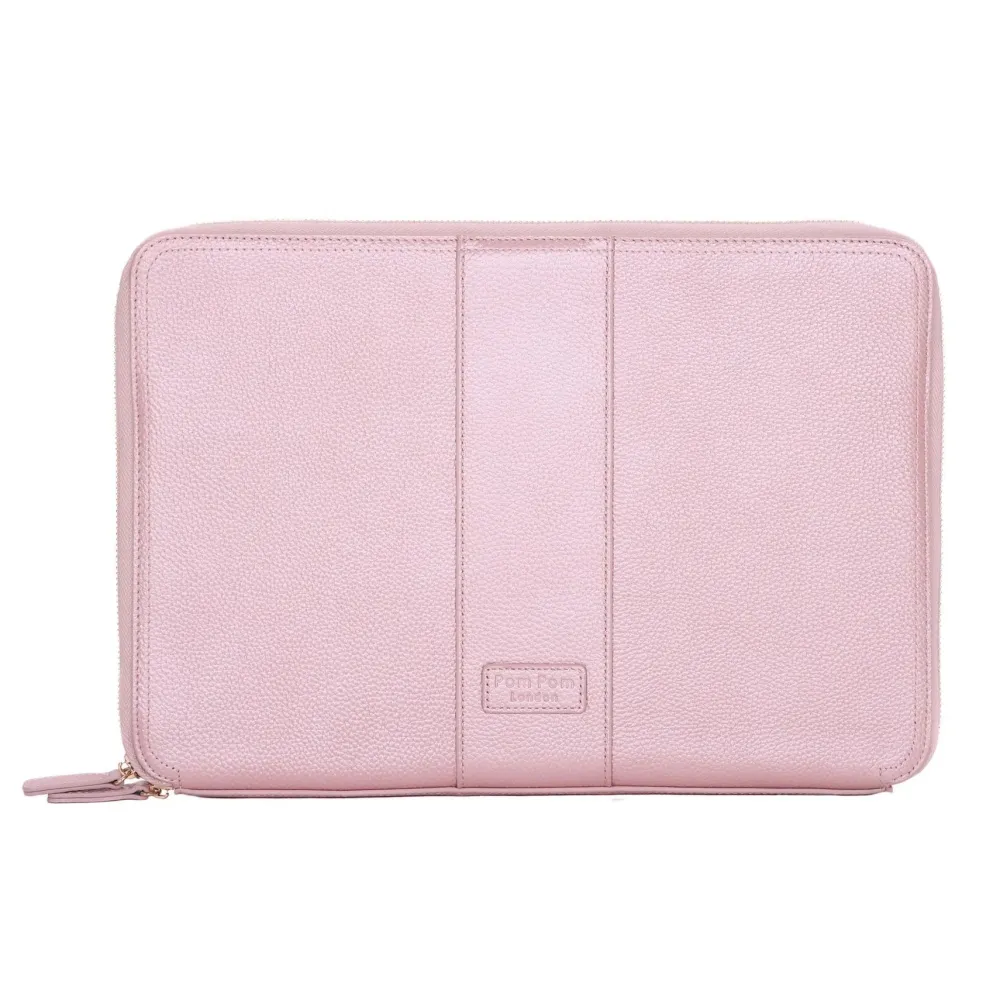 Pom Pom London Metallic Pale Pink Laptop Sleeve- Pom Pom London