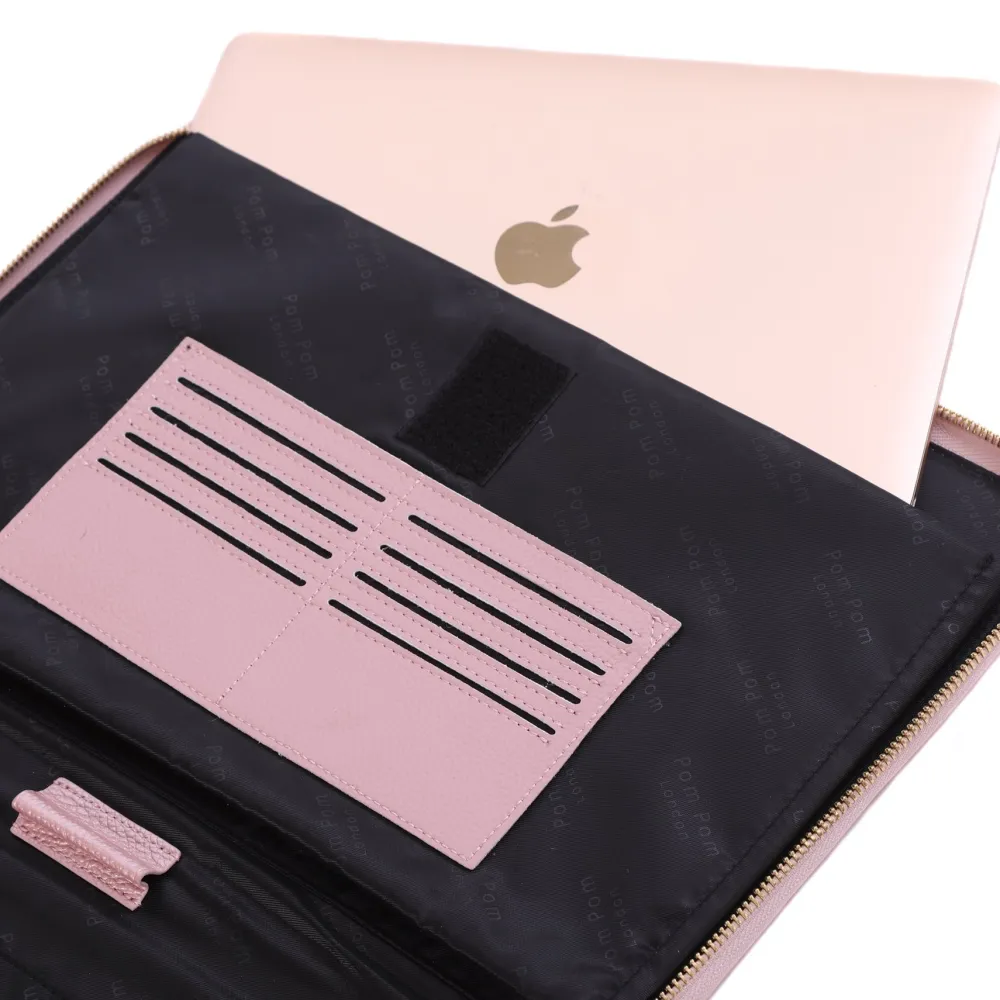 Pom Pom London Metallic Pale Pink Laptop Sleeve- Pom Pom London