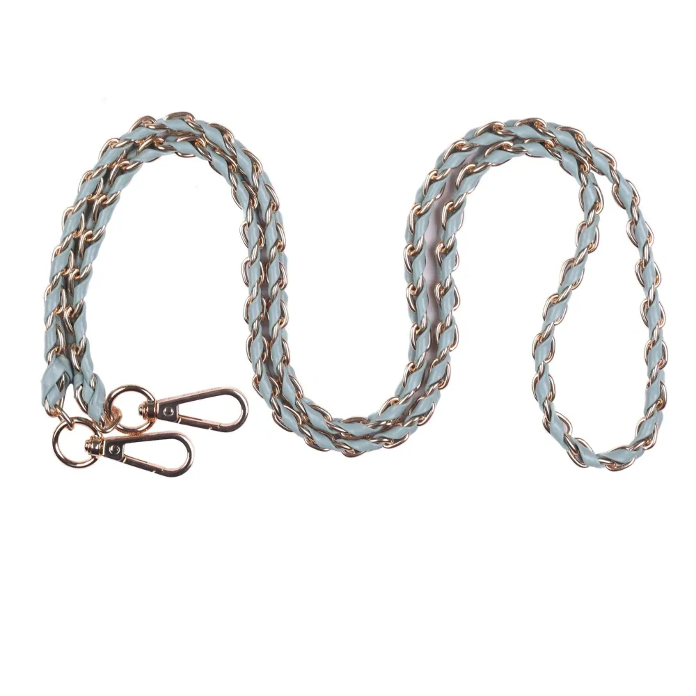 Pom Pom London Mint Green Weave Gold Chain Strap- Pom Pom London