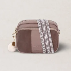 Pom Pom London Mocha Suede & Leather Original Bag- Pom Pom London