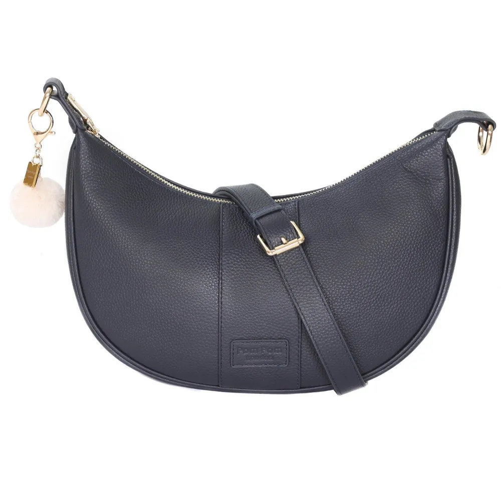 Pom Pom London Navy Sutton Sling Bag- Pom Pom London