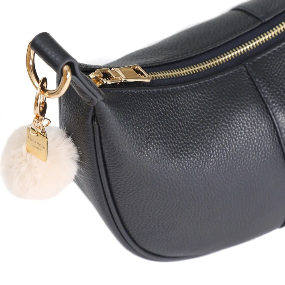 Pom Pom London Navy Sutton Sling Bag- Pom Pom London
