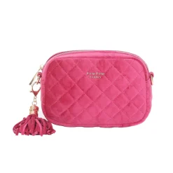 Pom Pom London Pink Quilted Velvet City MINI Bag- Pom Pom London