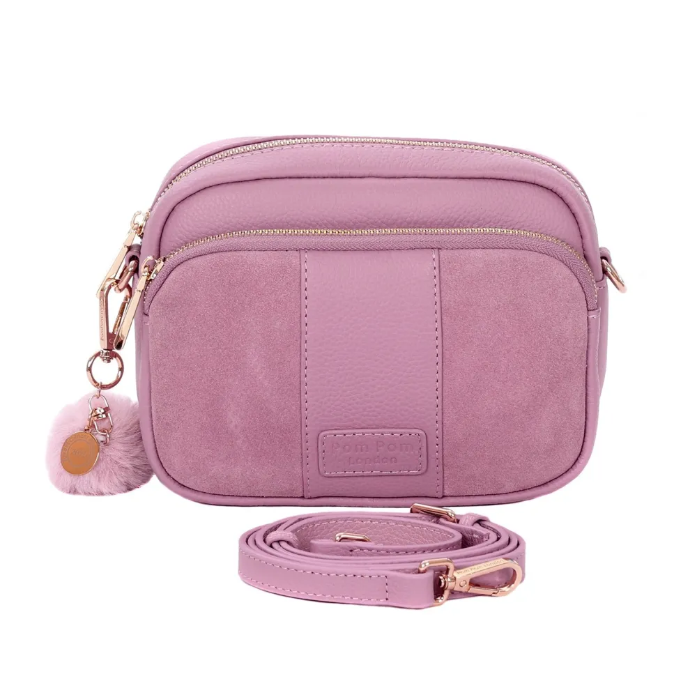 Pom Pom London Pink Suede & Leather Original Bag- Pom Pom London
