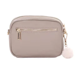 Pom Pom London Stone Leather & Faux Fleece Original Bag- Pom Pom London