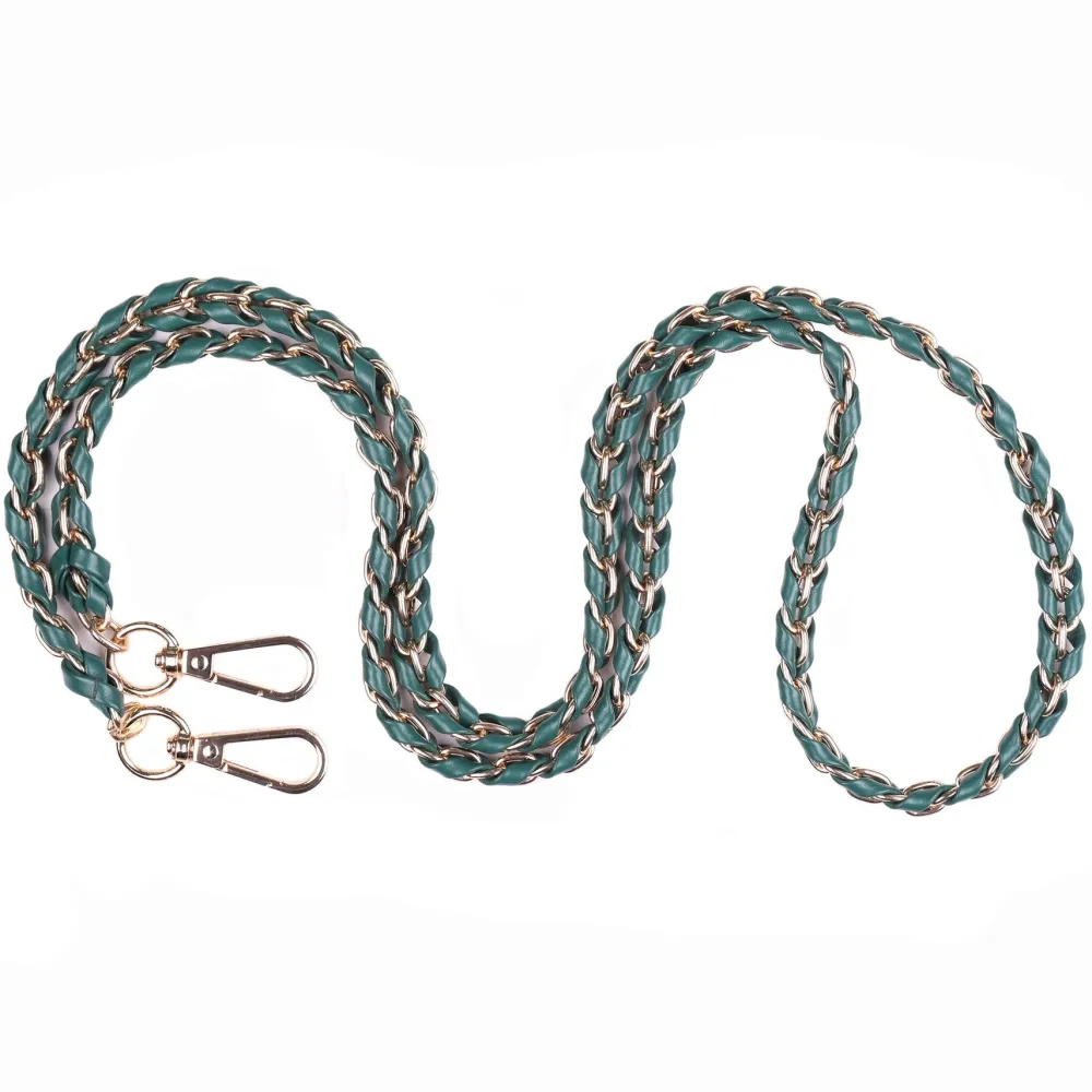 Pom Pom London Strap Gold Chain Madeira Green Weave- Pom Pom London